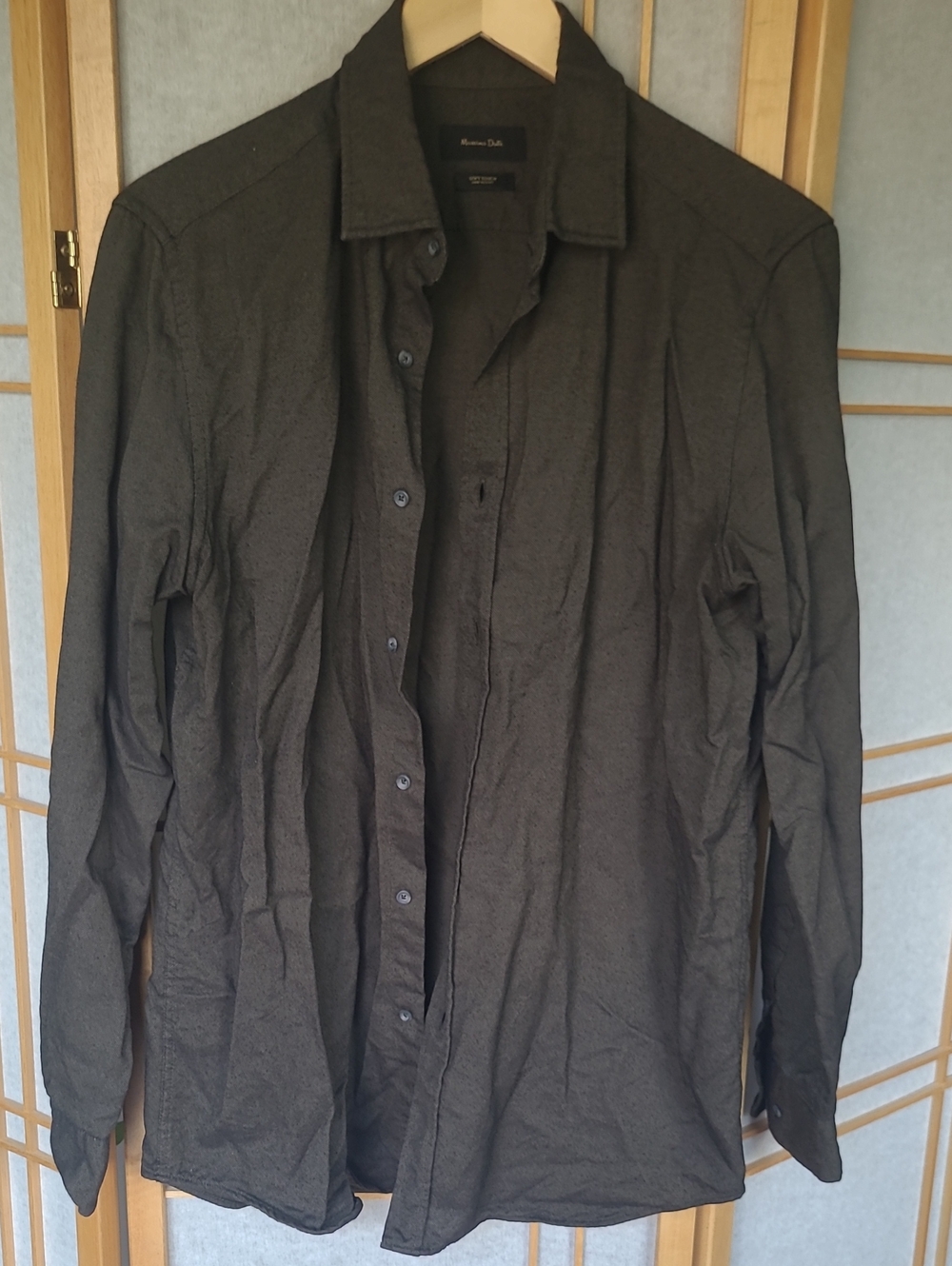 Massimo Dutti Men's Dark Green Button-Up Shirt
